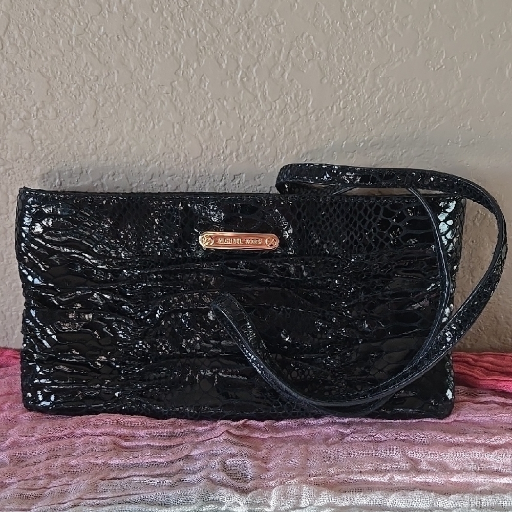 Michael Kors Black Shoulder Bag with Textured Finish